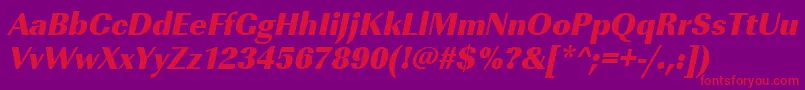 Шрифт UrwimperialtultbolnarOblique – красные шрифты на фиолетовом фоне