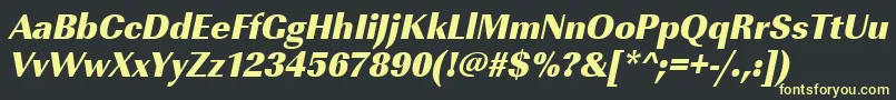 Шрифт UrwimperialtultbolnarOblique – жёлтые шрифты на чёрном фоне