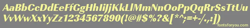 Шрифт UrwimperialtultbolnarOblique – жёлтые шрифты на сером фоне