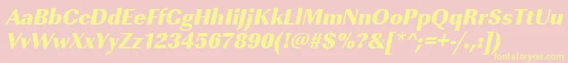Шрифт UrwimperialtultbolnarOblique – жёлтые шрифты на розовом фоне