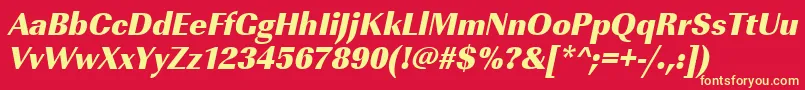 UrwimperialtultbolnarOblique-fontti – keltaiset fontit punaisella taustalla