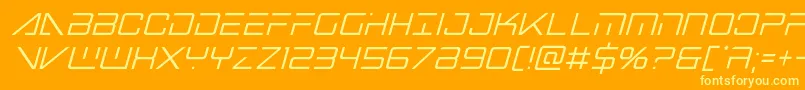 Bansheepilotcondital-Schriftart – Gelbe Schriften auf orangefarbenem Hintergrund