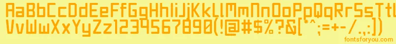 フォントJetSet – オレンジの文字が黄色の背景にあります。