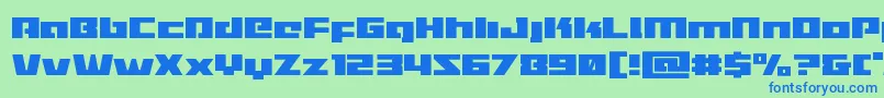 フォントTurbocharge – 青い文字は緑の背景です。