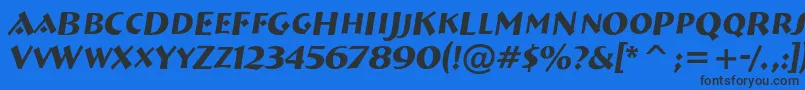 フォントABremencapsItalic – 黒い文字の青い背景