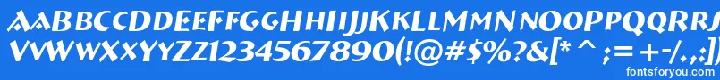 Czcionka ABremencapsItalic – białe czcionki na niebieskim tle