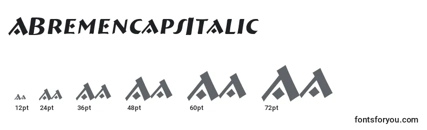 Размеры шрифта ABremencapsItalic
