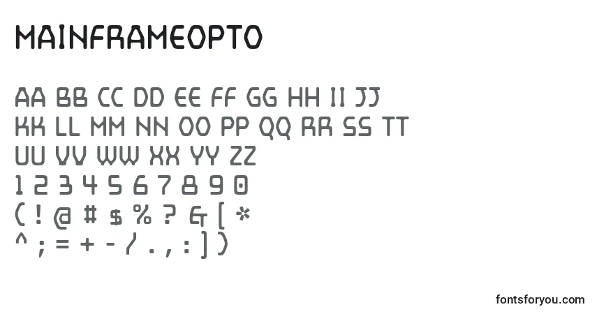 MainframeOpto-fontti – aakkoset, numerot, erikoismerkit