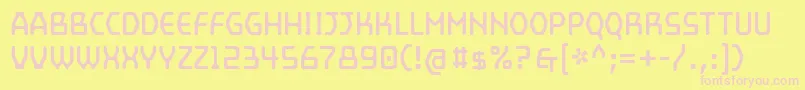 MainframeOpto-Schriftart – Rosa Schriften auf gelbem Hintergrund