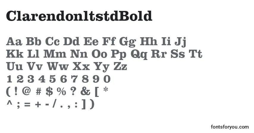 Шрифт ClarendonltstdBold – алфавит, цифры, специальные символы