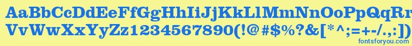 フォントClarendonltstdBold – 青い文字が黄色の背景にあります。