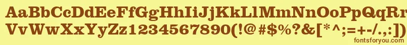 フォントClarendonltstdBold – 茶色の文字が黄色の背景にあります。