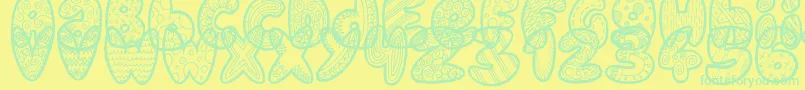 DoodleGum Font – Green Fonts on Yellow Background