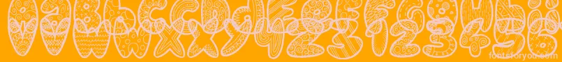 DoodleGum-Schriftart – Rosa Schriften auf orangefarbenem Hintergrund