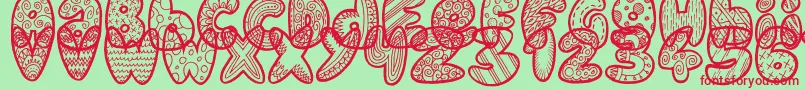 DoodleGum Font – Red Fonts on Green Background