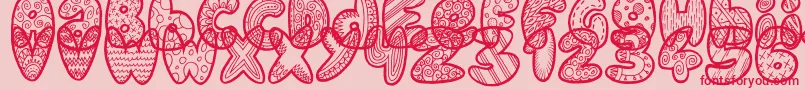 DoodleGum-Schriftart – Rote Schriften auf rosa Hintergrund