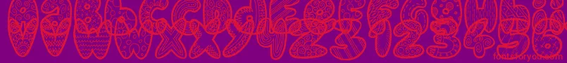 DoodleGum Font – Red Fonts on Purple Background