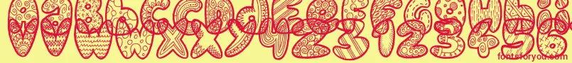 DoodleGum Font – Red Fonts on Yellow Background
