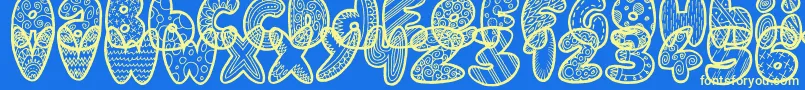 DoodleGum Font – Yellow Fonts on Blue Background