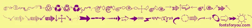 AustieBostArrowMania Font – Purple Fonts on Yellow Background
