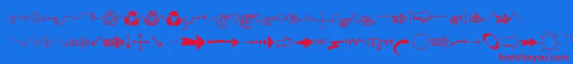AustieBostArrowMania-fontti – punaiset fontit sinisellä taustalla