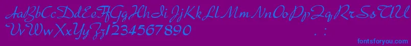 フォントPresto – 紫色の背景に青い文字