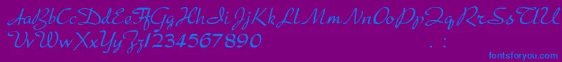 Presto-Schriftart – Blaue Schriften auf violettem Hintergrund