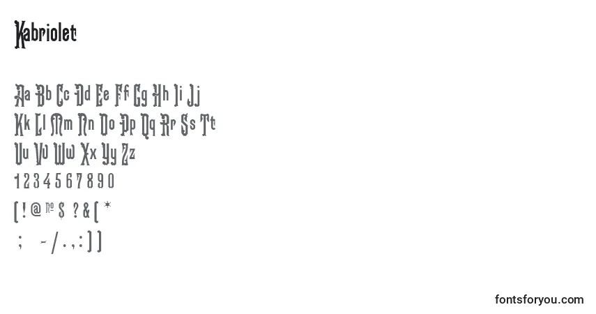 Czcionka Kabriolet – alfabet, cyfry, specjalne znaki