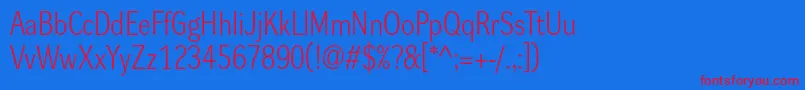 Dynagrotesklm-fontti – punaiset fontit sinisellä taustalla