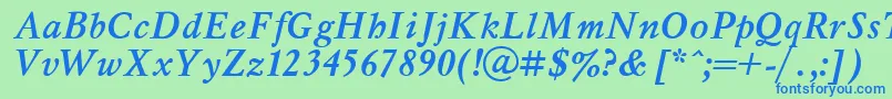 MyslBoldItalic.001.001 Font – Blue Fonts on Green Background