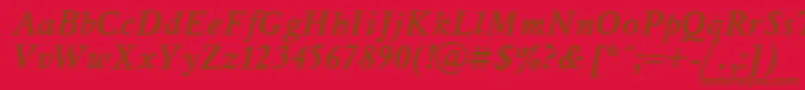 MyslBoldItalic.001.001 Font – Brown Fonts on Red Background