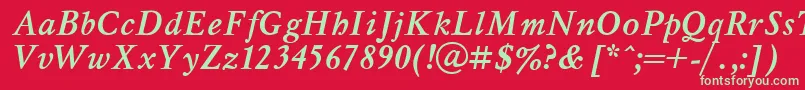 フォントMyslBoldItalic.001.001 – 赤い背景に緑の文字