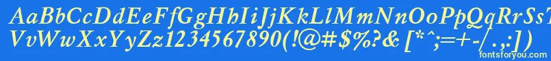 MyslBoldItalic.001.001 Font – Yellow Fonts on Blue Background