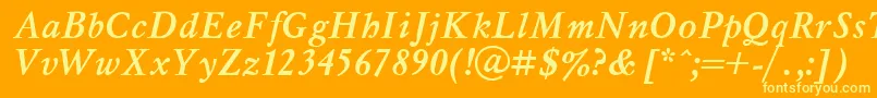 MyslBoldItalic.001.001-Schriftart – Gelbe Schriften auf orangefarbenem Hintergrund