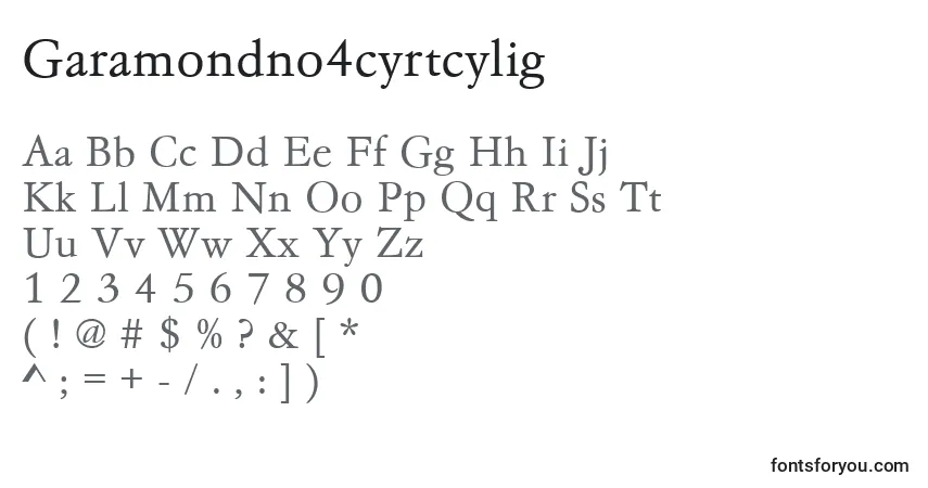Schriftart Garamondno4cyrtcylig – Alphabet, Zahlen, spezielle Symbole