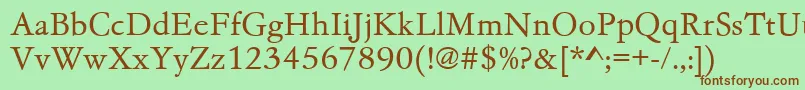 Garamondno4cyrtcylig-Schriftart – Braune Schriften auf grünem Hintergrund