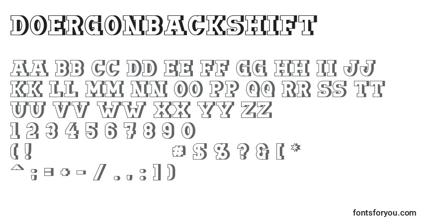 Czcionka Doergonbackshift – alfabet, cyfry, specjalne znaki
