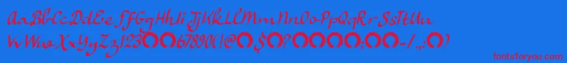 RuhaniyatDemo-Schriftart – Rote Schriften auf blauem Hintergrund