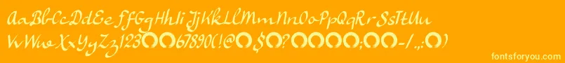 RuhaniyatDemo-Schriftart – Gelbe Schriften auf orangefarbenem Hintergrund