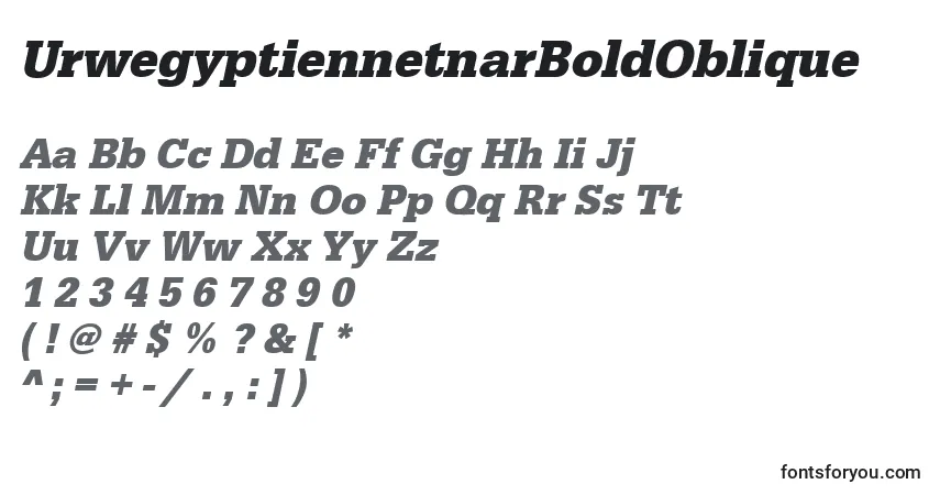 Schriftart UrwegyptiennetnarBoldOblique – Alphabet, Zahlen, spezielle Symbole