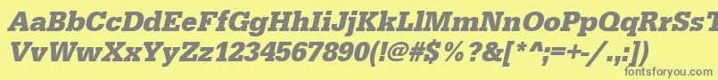 フォントUrwegyptiennetnarBoldOblique – 黄色の背景に灰色の文字