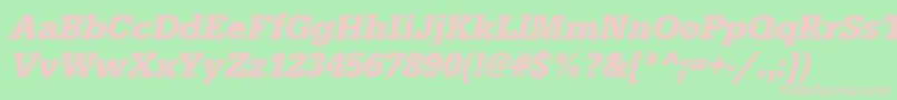 UrwegyptiennetnarBoldOblique-fontti – vaaleanpunaiset fontit vihreällä taustalla