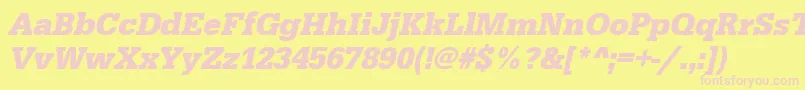 UrwegyptiennetnarBoldOblique-fontti – vaaleanpunaiset fontit keltaisella taustalla