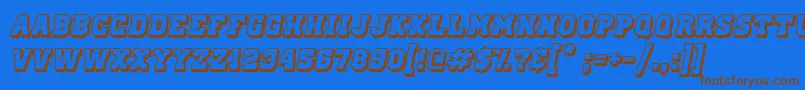 OldSchoolUnitedShadowItalic-fontti – ruskeat fontit sinisellä taustalla