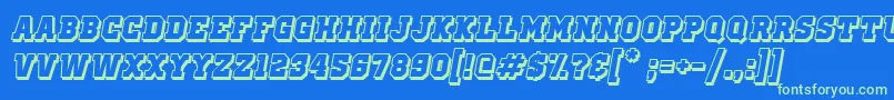 OldSchoolUnitedShadowItalic Font – Green Fonts on Blue Background