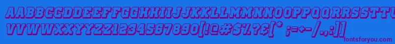 Fonte OldSchoolUnitedShadowItalic – fontes roxas em um fundo azul
