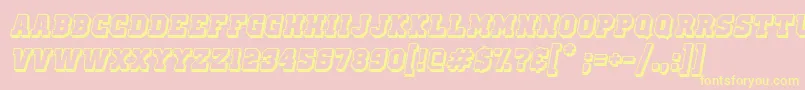 OldSchoolUnitedShadowItalic-Schriftart – Gelbe Schriften auf rosa Hintergrund