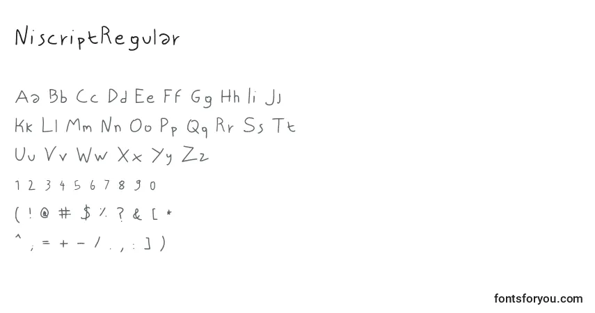 NiscriptRegular Font – alphabet, numbers, special characters