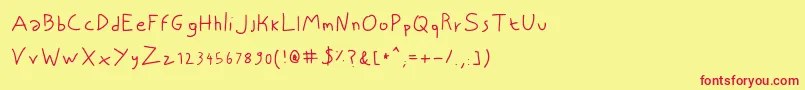 NiscriptRegular Font – Red Fonts on Yellow Background