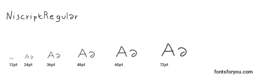 Размеры шрифта NiscriptRegular